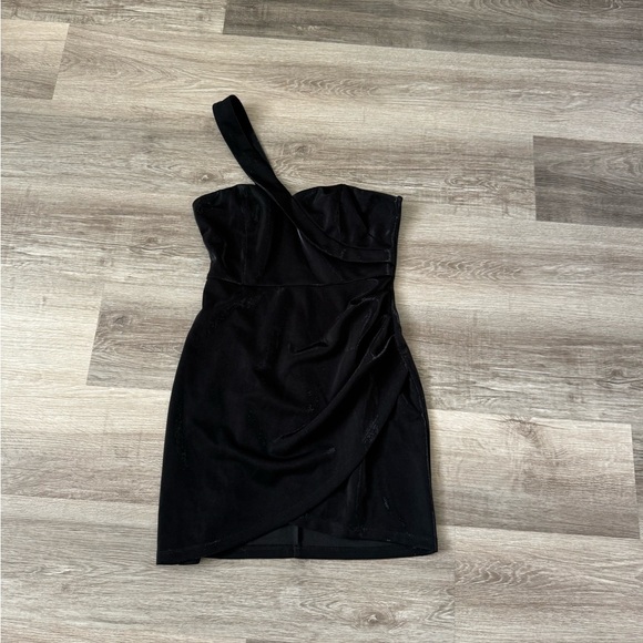Lulus one shoulder asymmetrical black mini dress medium - Picture 6 of 13